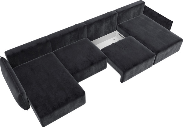 Изображение товара Диван П-образный Лига Диванов Лига-051 НПБ лонг / 128694 (велюр Tower 11 темно-серый)