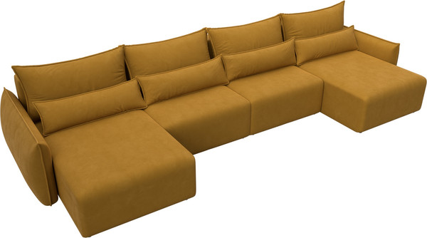 Изображение товара Диван П-образный Лига Диванов Лига-051 НПБ лонг / 128734 (велюр Brut 10 желтый)