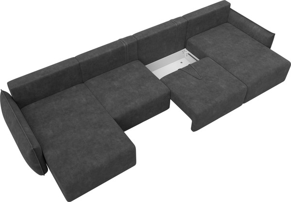 Изображение товара Диван П-образный Лига Диванов Лига-051 НПБ лонг / 128735 (велюр Brut 16 темно-серый)