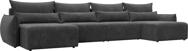 Изображение товара Диван П-образный Лига Диванов Лига-051 НПБ лонг / 128735 (велюр Brut 16 темно-серый)