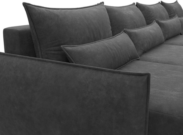 Изображение товара Диван П-образный Лига Диванов Лига-051 НПБ лонг / 128735 (велюр Brut 16 темно-серый)