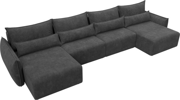 Изображение товара Диван П-образный Лига Диванов Лига-051 НПБ лонг / 128735 (велюр Brut 16 темно-серый)