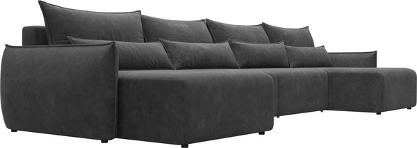 Изображение товара Диван П-образный Лига Диванов Лига-051 НПБ лонг / 128735 (велюр Brut 16 темно-серый)