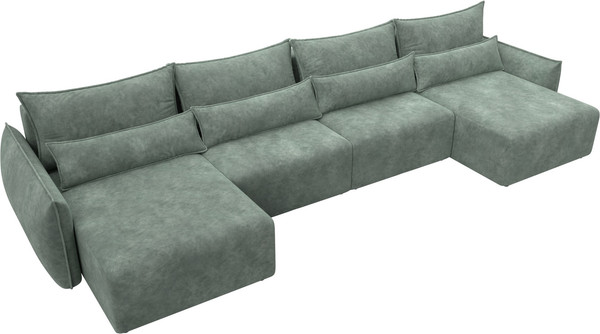 Изображение товара Диван П-образный Лига Диванов Лига-051 НПБ лонг / 128736 (велюр Brut 08 зеленый)