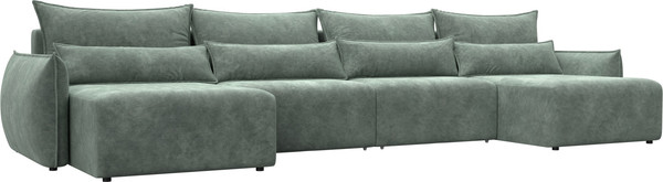Изображение товара Диван П-образный Лига Диванов Лига-051 НПБ лонг / 128736 (велюр Brut 08 зеленый)