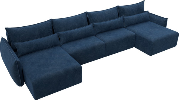 Изображение товара Диван П-образный Лига Диванов Лига-051 НПБ лонг / 128737 (велюр Brut 11 синий)