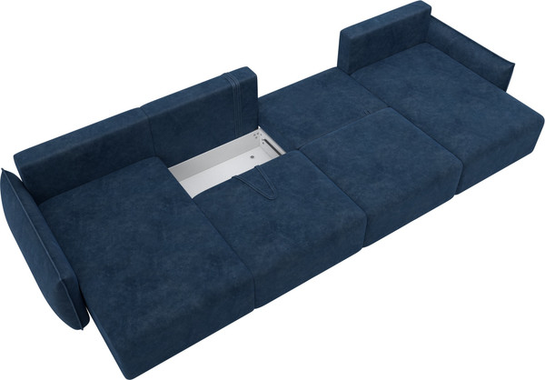 Изображение товара Диван П-образный Лига Диванов Лига-051 НПБ лонг / 128737 (велюр Brut 11 синий)
