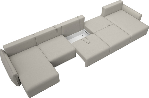 Изображение товара Диван П-образный Лига Диванов Лига-051 НПБ МегаЛонг / 128672 (рогожка амур 02 бежевый)