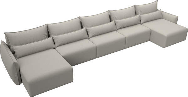 Изображение товара Диван П-образный Лига Диванов Лига-051 НПБ МегаЛонг / 128672 (рогожка амур 02 бежевый)