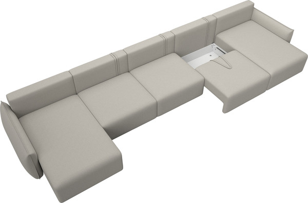 Изображение товара Диван П-образный Лига Диванов Лига-051 НПБ МегаЛонг / 128672 (рогожка амур 02 бежевый)