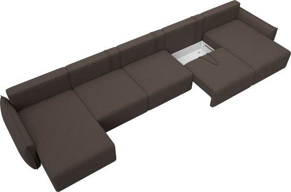 Изображение товара Диван П-образный Лига Диванов Лига-051 НПБ МегаЛонг / 128673 (рогожка амур 05 коричневый)