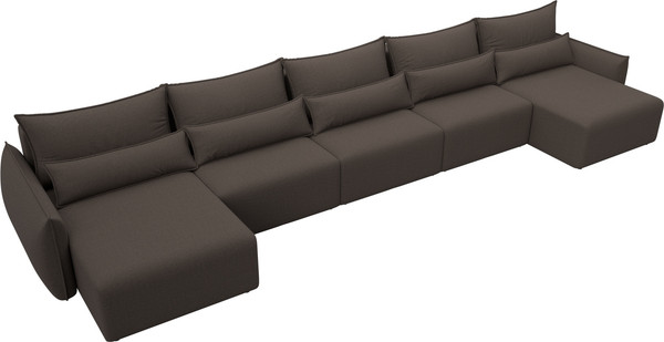 Изображение товара Диван П-образный Лига Диванов Лига-051 НПБ МегаЛонг / 128673 (рогожка амур 05 коричневый)