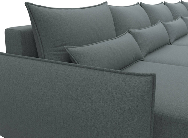 Изображение товара Диван П-образный Лига Диванов Лига-051 НПБ МегаЛонг / 128674 (рогожка амур 07 серый)