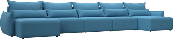 Изображение товара Диван П-образный Лига Диванов Лига-051 НПБ МегаЛонг / 128675 (рогожка амур 10 голубой)