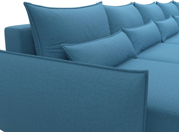 Изображение товара Диван П-образный Лига Диванов Лига-051 НПБ МегаЛонг / 128675 (рогожка амур 10 голубой)