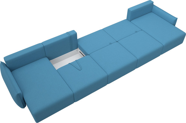 Изображение товара Диван П-образный Лига Диванов Лига-051 НПБ МегаЛонг / 128675 (рогожка амур 10 голубой)