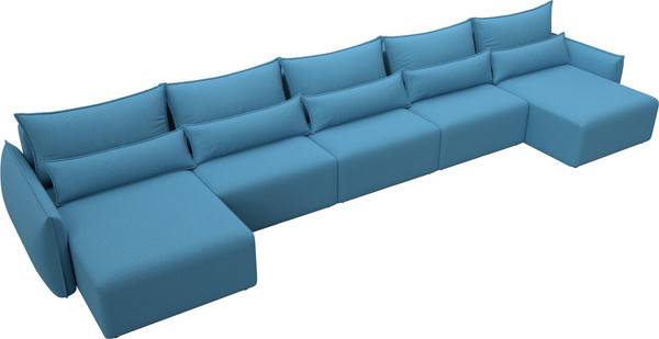 Изображение товара Диван П-образный Лига Диванов Лига-051 НПБ МегаЛонг / 128675 (рогожка амур 10 голубой)
