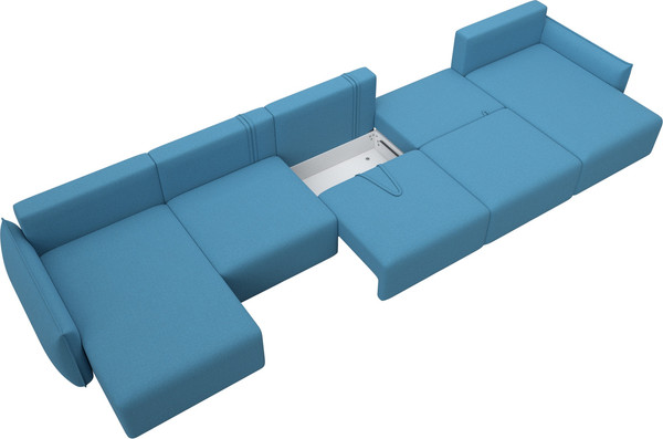 Изображение товара Диван П-образный Лига Диванов Лига-051 НПБ МегаЛонг / 128675 (рогожка амур 10 голубой)