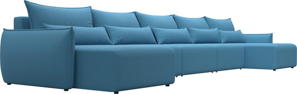 Изображение товара Диван П-образный Лига Диванов Лига-051 НПБ МегаЛонг / 128675 (рогожка амур 10 голубой)