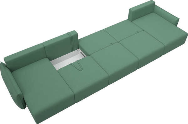 Изображение товара Диван П-образный Лига Диванов Лига-051 НПБ МегаЛонг / 128676 (рогожка амур 11 зеленый)