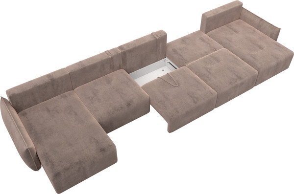 Изображение товара Диван П-образный Лига Диванов Лига-051 НПБ МегаЛонг / 128678 (велюр Tower 05 бежевый)