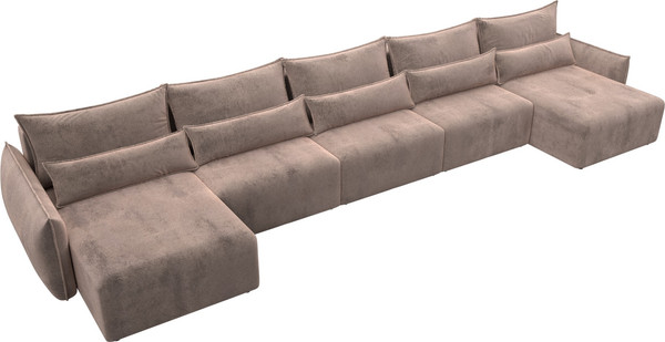 Изображение товара Диван П-образный Лига Диванов Лига-051 НПБ МегаЛонг / 128678 (велюр Tower 05 бежевый)