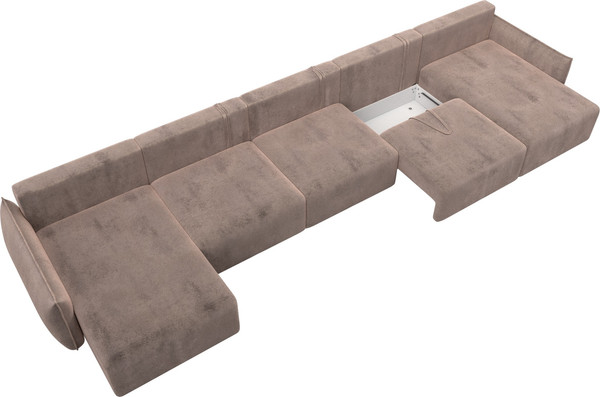 Изображение товара Диван П-образный Лига Диванов Лига-051 НПБ МегаЛонг / 128678 (велюр Tower 05 бежевый)