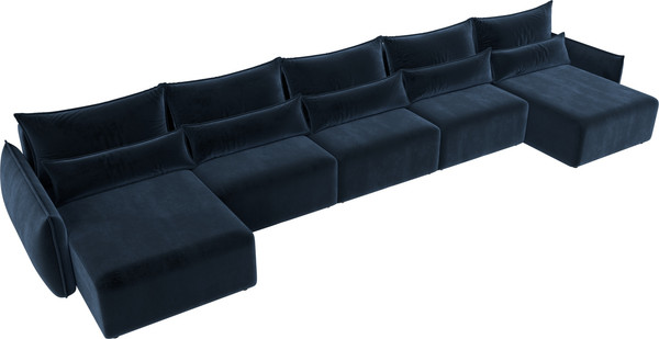 Изображение товара Диван П-образный Лига Диванов Лига-051 НПБ МегаЛонг / 128679 (велюр Tower 13 синий)