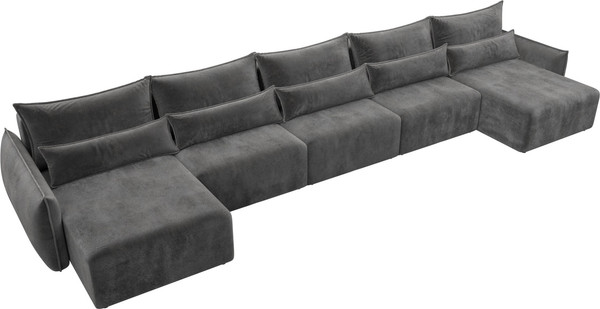 Изображение товара Диван П-образный Лига Диванов Лига-051 НПБ МегаЛонг / 128680 (велюр Tower 10 серый)