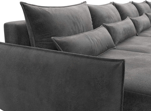 Изображение товара Диван П-образный Лига Диванов Лига-051 НПБ МегаЛонг / 128680 (велюр Tower 10 серый)