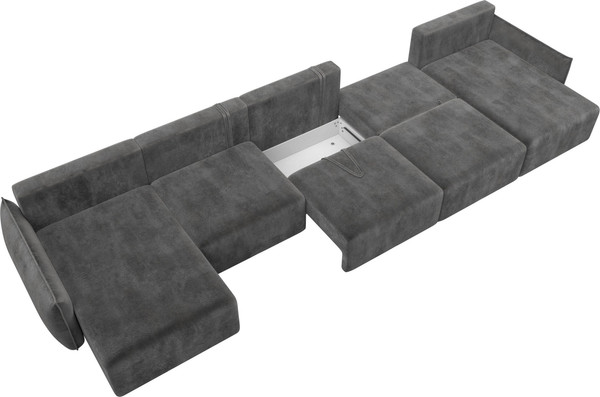 Изображение товара Диван П-образный Лига Диванов Лига-051 НПБ МегаЛонг / 128680 (велюр Tower 10 серый)
