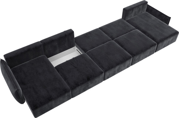 Изображение товара Диван П-образный Лига Диванов Лига-051 НПБ МегаЛонг / 128681 (велюр Tower 11 темно-серый)