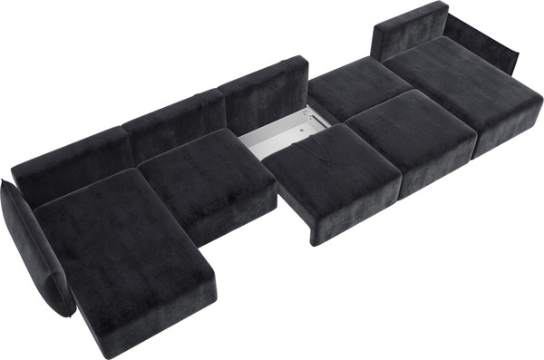 Изображение товара Диван П-образный Лига Диванов Лига-051 НПБ МегаЛонг / 128681 (велюр Tower 11 темно-серый)