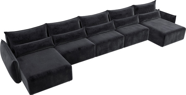 Изображение товара Диван П-образный Лига Диванов Лига-051 НПБ МегаЛонг / 128681 (велюр Tower 11 темно-серый)