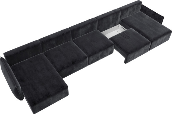 Изображение товара Диван П-образный Лига Диванов Лига-051 НПБ МегаЛонг / 128681 (велюр Tower 11 темно-серый)