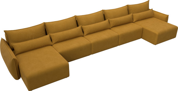 Изображение товара Диван П-образный Лига Диванов Лига-051 НПБ МегаЛонг / 128743 (велюр Brut 10 желтый)