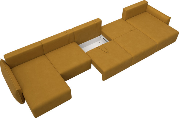 Изображение товара Диван П-образный Лига Диванов Лига-051 НПБ МегаЛонг / 128743 (велюр Brut 10 желтый)