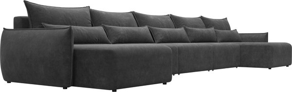 Изображение товара Диван П-образный Лига Диванов Лига-051 НПБ МегаЛонг / 128744 (велюр Brut 16 темно-серый)