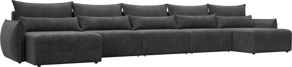 Изображение товара Диван П-образный Лига Диванов Лига-051 НПБ МегаЛонг / 128744 (велюр Brut 16 темно-серый)