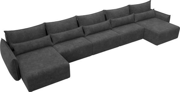 Изображение товара Диван П-образный Лига Диванов Лига-051 НПБ МегаЛонг / 128744 (велюр Brut 16 темно-серый)