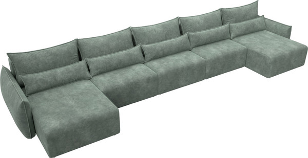 Изображение товара Диван П-образный Лига Диванов Лига-051 НПБ МегаЛонг / 128745 (велюр Brut 08 зеленый)