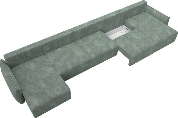 Изображение товара Диван П-образный Лига Диванов Лига-051 НПБ МегаЛонг / 128745 (велюр Brut 08 зеленый)