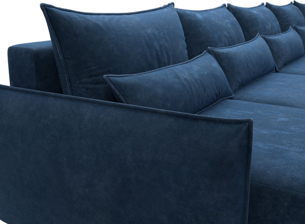 Изображение товара Диван П-образный Лига Диванов Лига-051 НПБ МегаЛонг / 128746 (велюр Brut 11 синий)