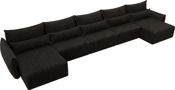 Изображение товара Диван П-образный Лига Диванов Лига-051 НПБ МегаЛонг / 128747 (велюр Brut 17 коричневый)