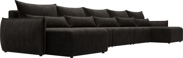 Изображение товара Диван П-образный Лига Диванов Лига-051 НПБ МегаЛонг / 128747 (велюр Brut 17 коричневый)