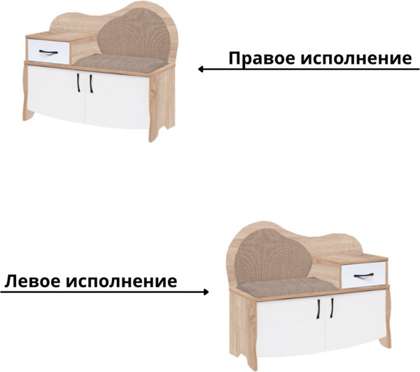 Изображение товара Тумба в прихожую Мебель-Класс 012.6 (белый/дуб сонома, правая)