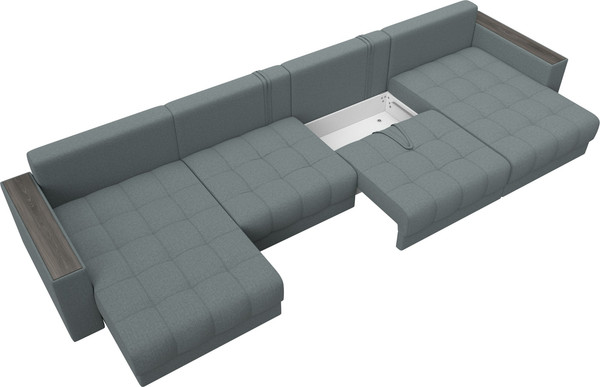 Изображение товара Диван П-образный Лига Диванов Лига-049 НПБ Лонг с декором (рогожка амур 07 серый)