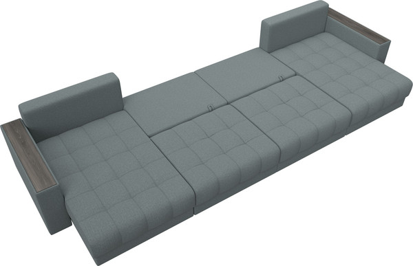 Изображение товара Диван П-образный Лига Диванов Лига-049 НПБ Лонг с декором (рогожка амур 07 серый)