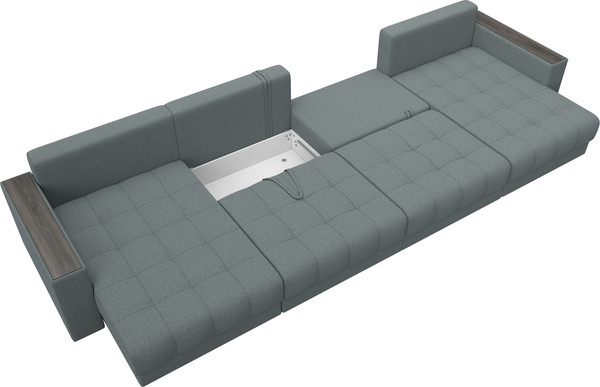 Изображение товара Диван П-образный Лига Диванов Лига-049 НПБ Лонг с декором (рогожка амур 07 серый)