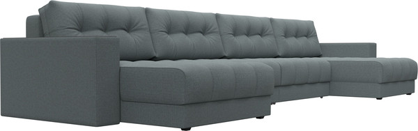 Изображение товара Диван П-образный Лига Диванов Лига-049 НПБ Лонг с декором (рогожка амур 07 серый)